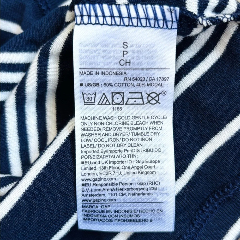 gap navy blue and white striped ribbed boatneck long sleeve t-shirt - Picture 10 of 13